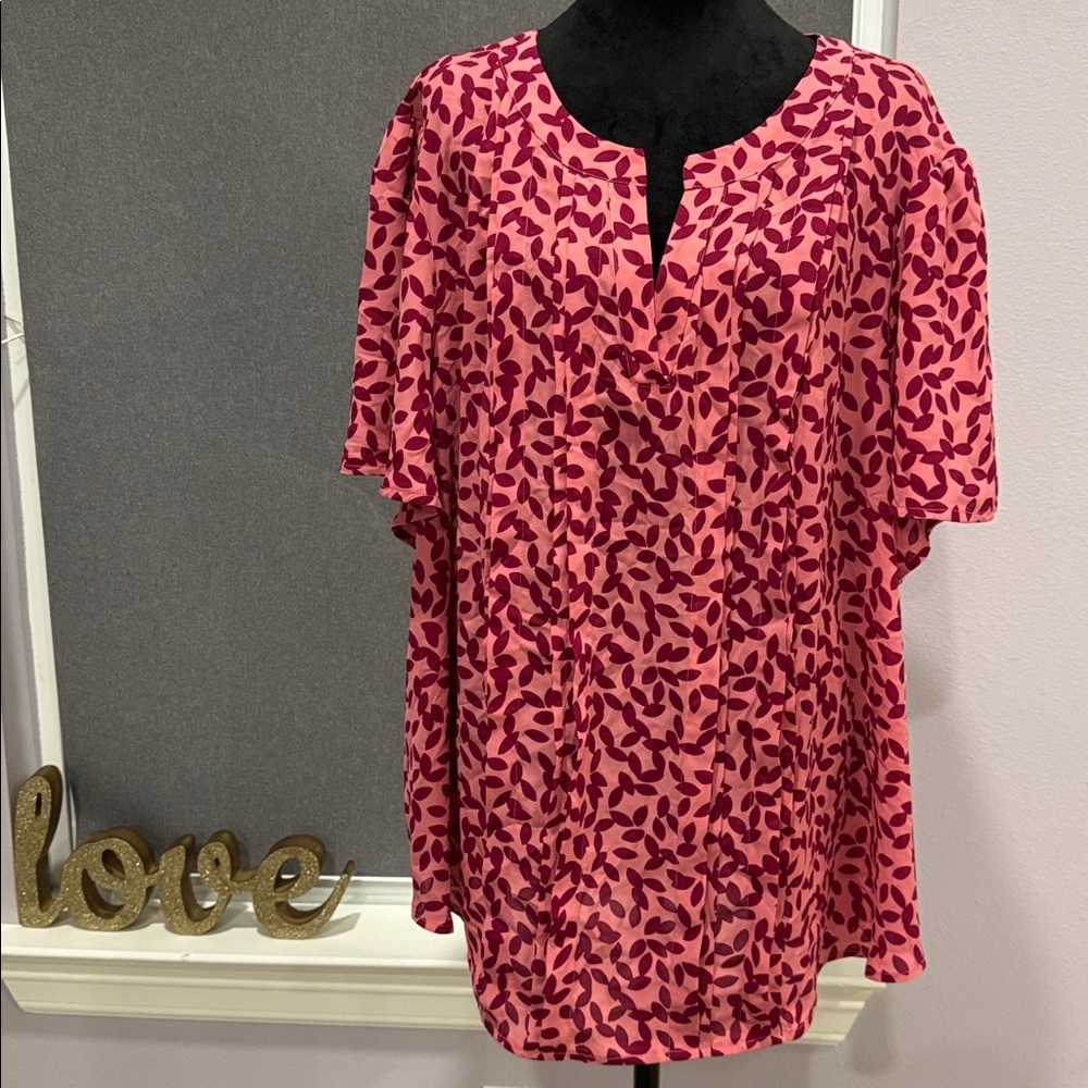JCPenney Pink and Black Patterned Blouse